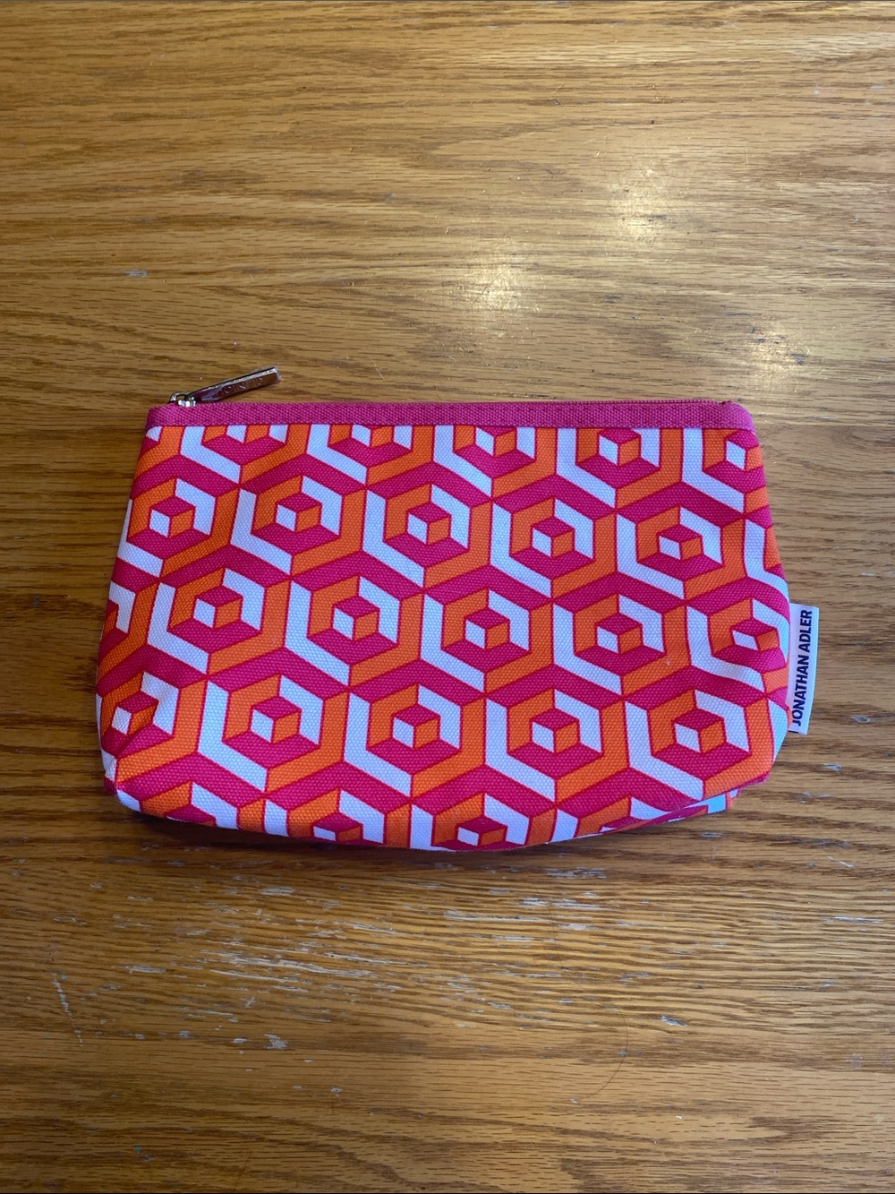 Jonathan Adler Geometric Zip Pouch in Pink and Orange
